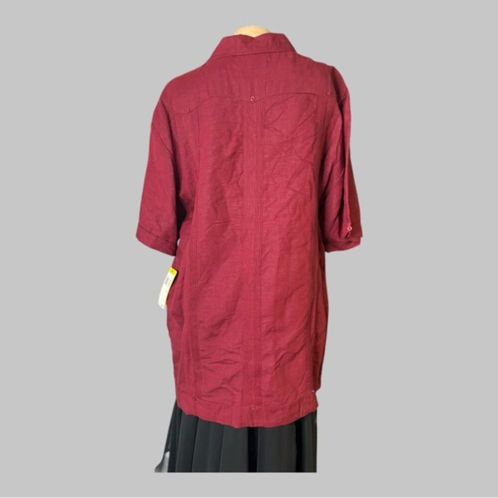 Cubavera Men's Short Sleeve Shirt - Deep Red